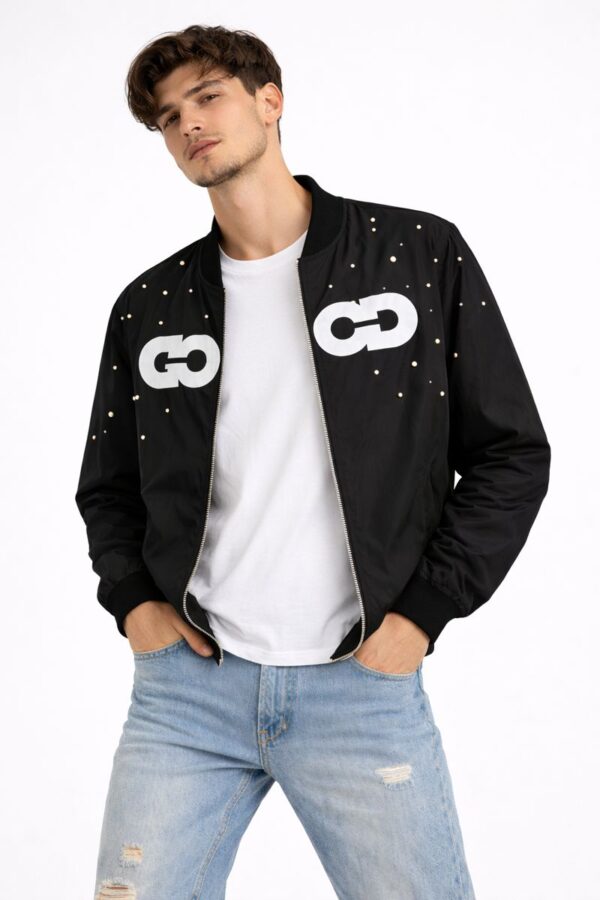 PRIMIUM IVORY BLACK BOMBER JACKET